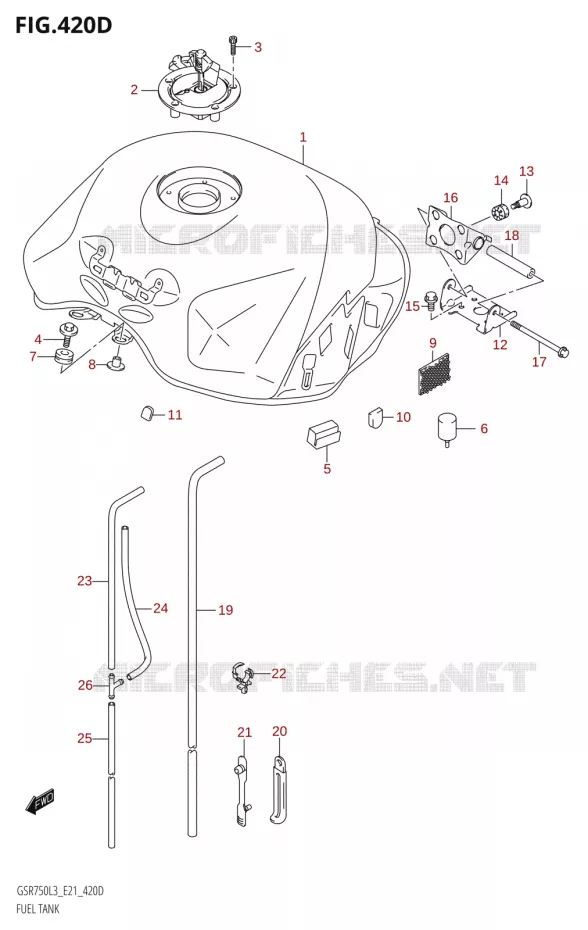 RESERVOIR D'ESSENCE3:E21) Suzuki MOTO 750 GSR 2013  GSR750 L3 (E21)
