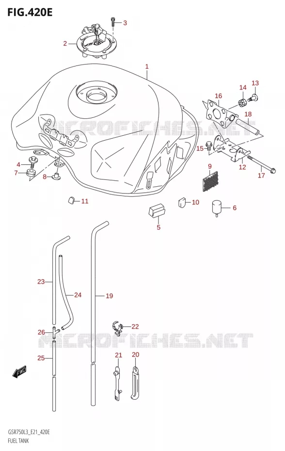 RESERVOIR D'ESSENCE3:E24) Suzuki MOTO 750 GSR 2013  GSR750 L3 (E21)