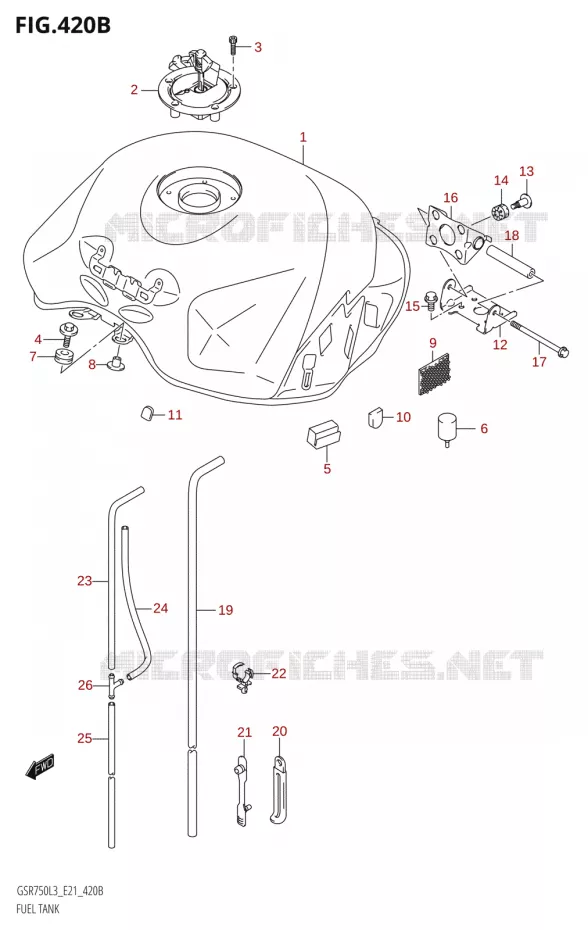 RESERVOIR D'ESSENCE:E24) Suzuki MOTO 750 GSR 2013  GSR750 L3 (E21)