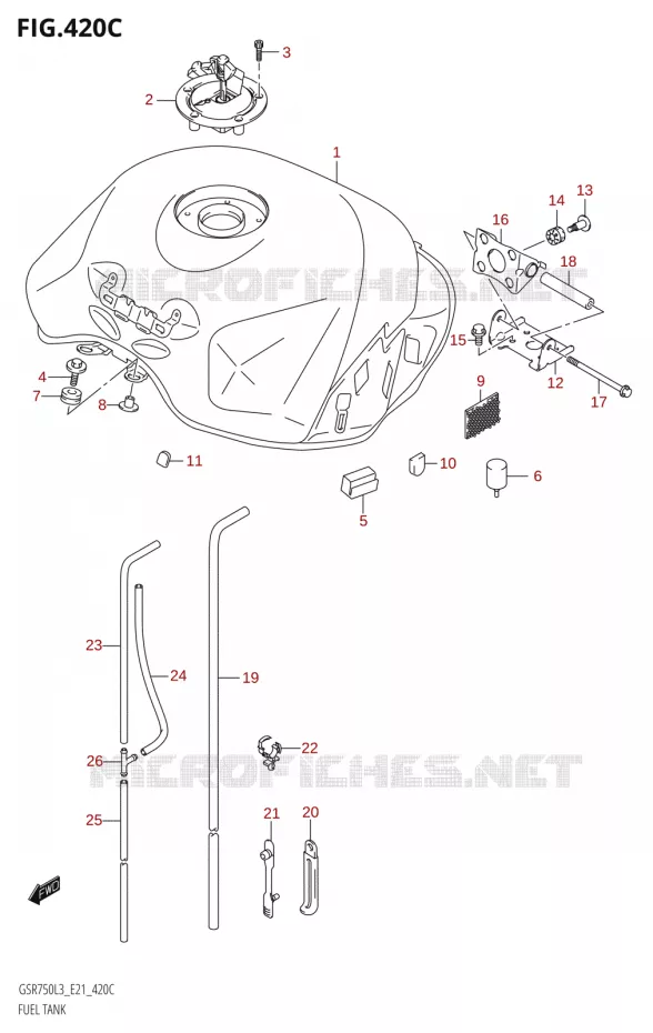 RESERVOIR D'ESSENCEL3:E21) Suzuki MOTO 750 GSR 2013  GSR750A L3 (E21)