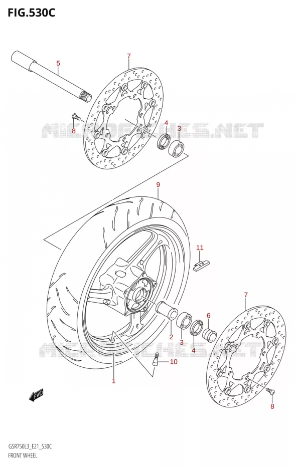 ROUE AVANT (GSR750UE:L3:E21) Suzuki MOTO 750 GSR 2013  GSR750 L3 (E21)