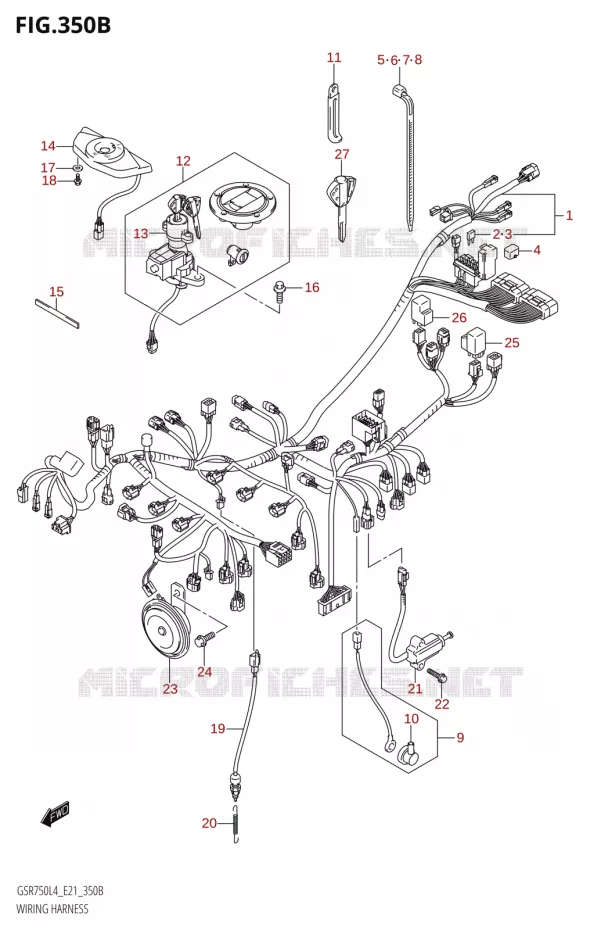 FAISCEAU ELECTRIQUE50A:L4:E21) Suzuki MOTO 750 GSR 2014  GSR750UE L4 (E21)