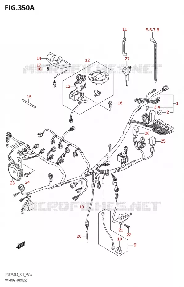 FAISCEAU ELECTRIQUE50:L4:E21) Suzuki MOTO 750 GSR 2014  GSR750A L4 (E21)