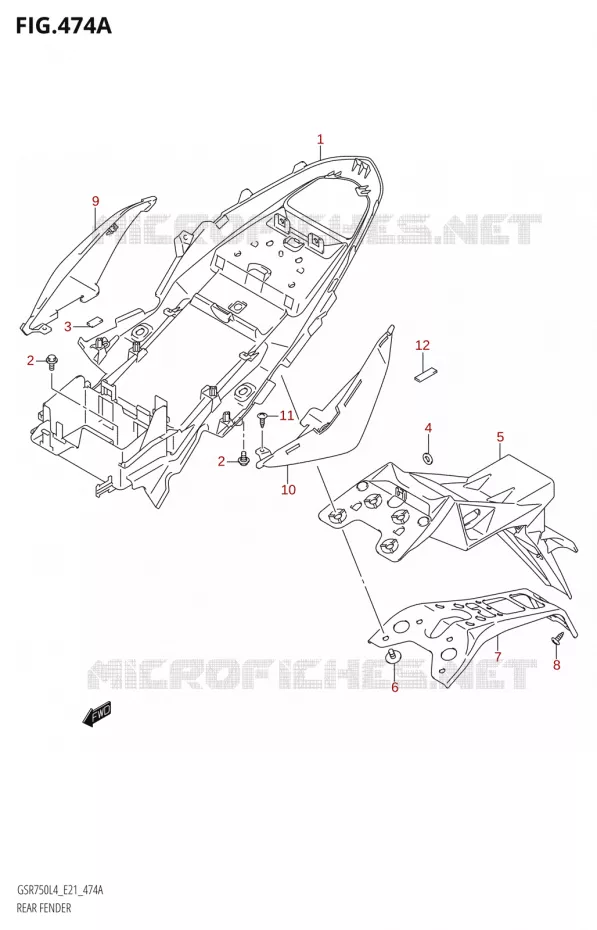 GARDE BOUE ARRIERE Suzuki MOTO 750 GSR 2014  GSR750 L4