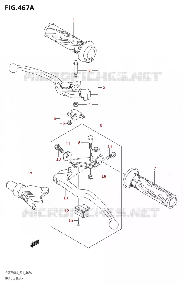 LEVIERS - POIGNEES Suzuki MOTO 750 GSR 2014  GSR750UE L4 (E21)