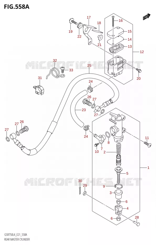 MAITRE CYLINDRE DE FREIN ARRIERE21) Suzuki MOTO 750 GSR 2014  GSR750UE L4 (E21)