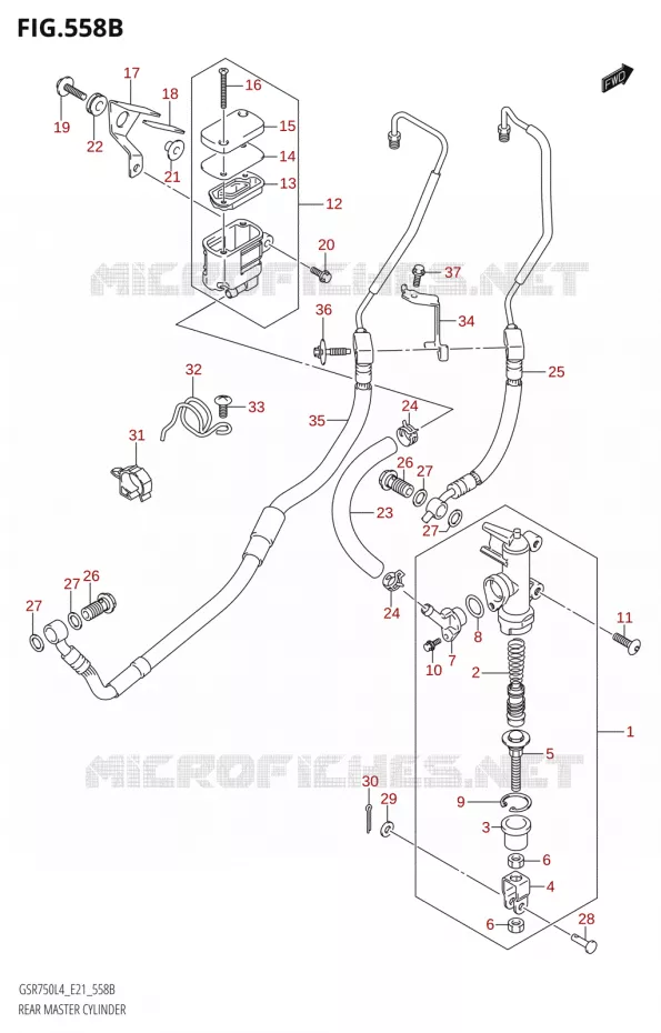 MAITRE CYLINDRE DE FREIN ARRIEREE21) Suzuki MOTO 750 GSR 2014  GSR750AUE L4 (E21)