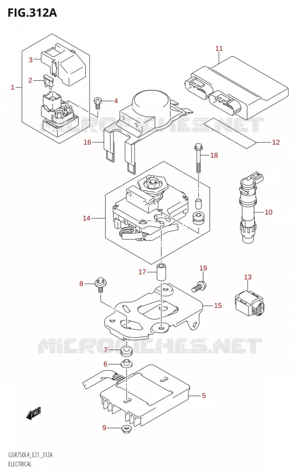 PARTIE ELECTRIQUE:L4:E21) Suzuki MOTO 750 GSR 2014  GSR750A L4 (E21)