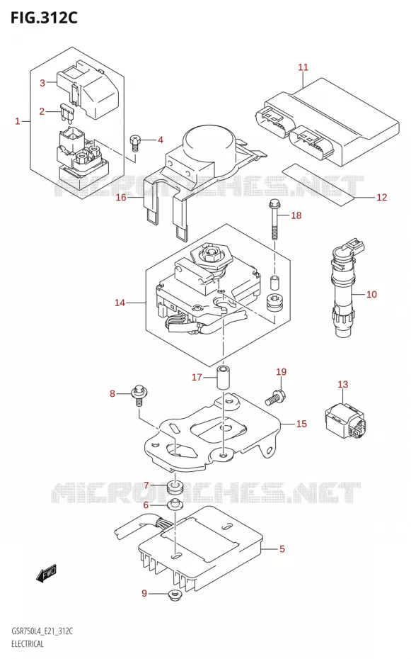 PARTIE ELECTRIQUEUE:L4:E21) Suzuki MOTO 750 GSR 2014  GSR750A L4 (E21)