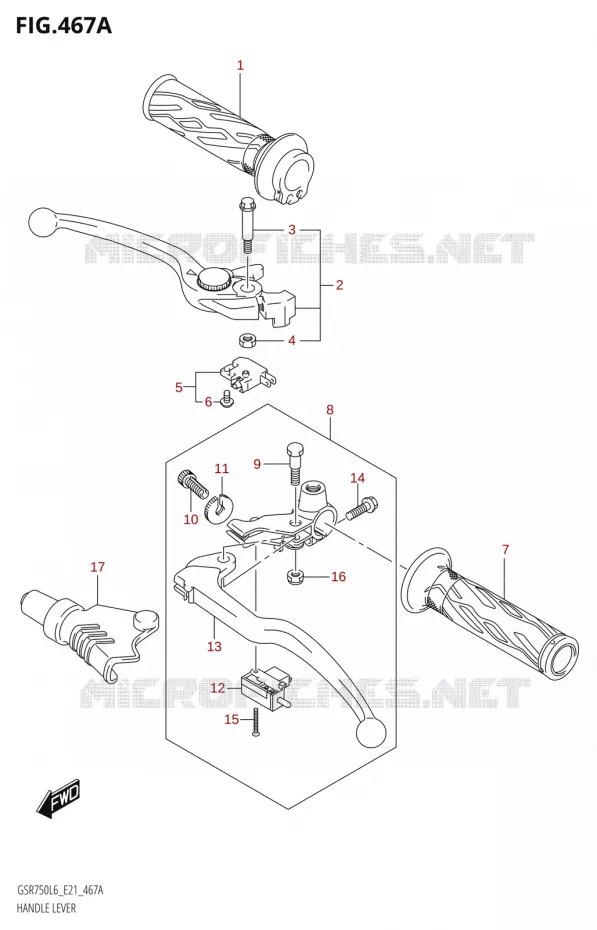 LEVIERS - POIGNEES Suzuki MOTO 750 GSR 2016  GSR750A L6 (E21)