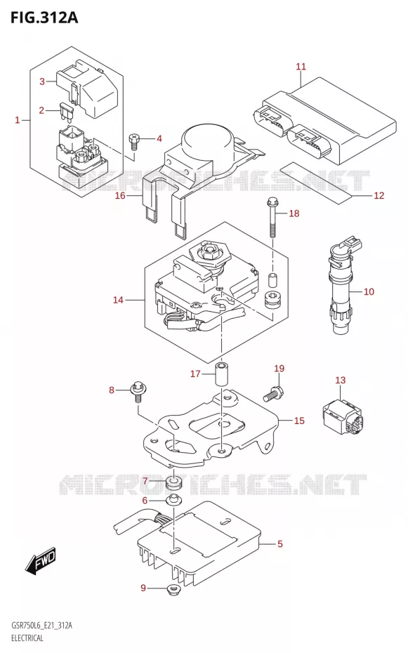 PARTIE ELECTRIQUE:L6:E21) Suzuki MOTO 750 GSR 2016  GSR750 L6 (E21)