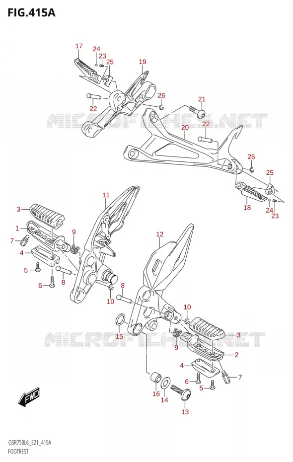 REPOSE PIEDS Suzuki MOTO 750 GSR 2016  GSR750A L6 (E21)