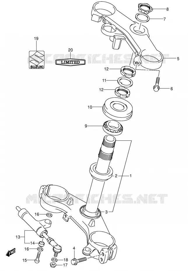 COLONNE DE DIRECTION Suzuki MOTO 1000 GSX-R 2003  GSX-R1000 K3 (E24)