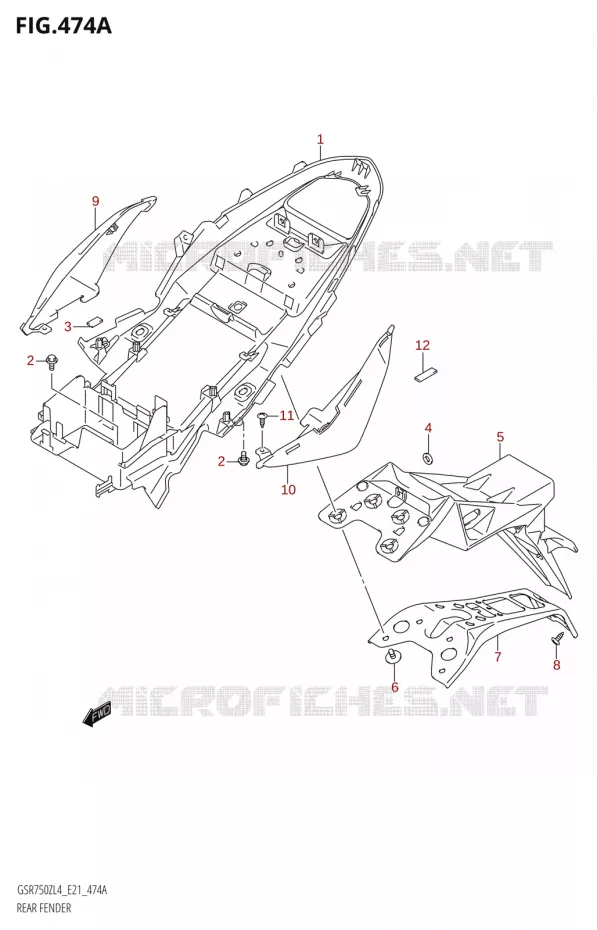 GARDE BOUE ARRIERE Suzuki MOTO 750 GSR 2014  GSR750ZA L4 (E21)