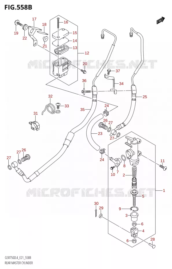 MAITRE CYLINDRE DE FREIN ARRIERE:E21) Suzuki MOTO 750 GSR 2014  GSR750ZA L4 (E21)