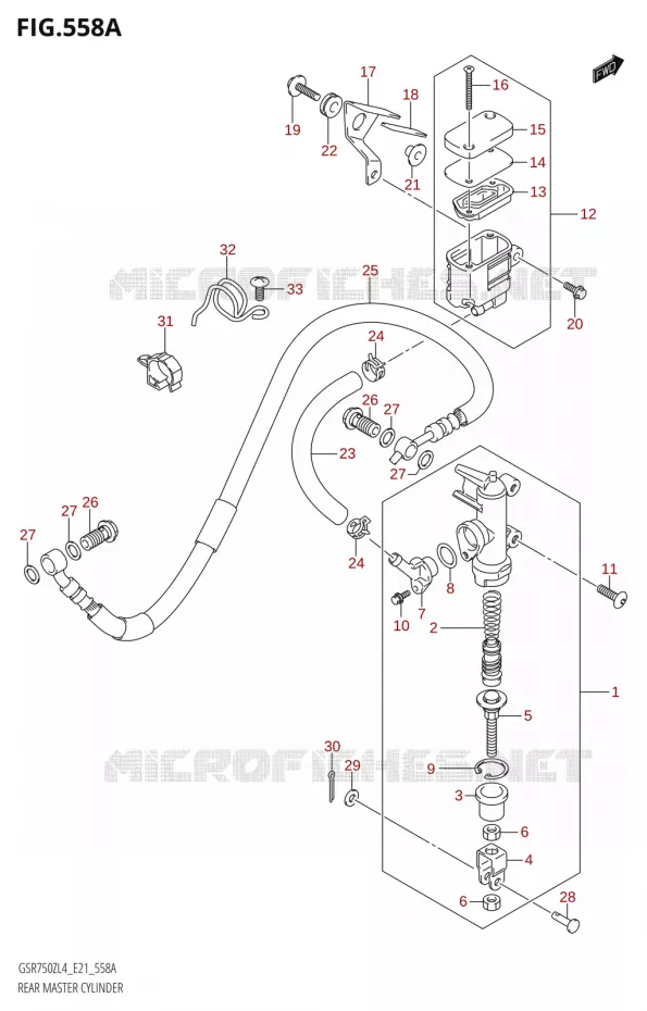 MAITRE CYLINDRE DE FREIN ARRIEREE21) Suzuki MOTO 750 GSR 2014  GSR750ZA L4 (E21)