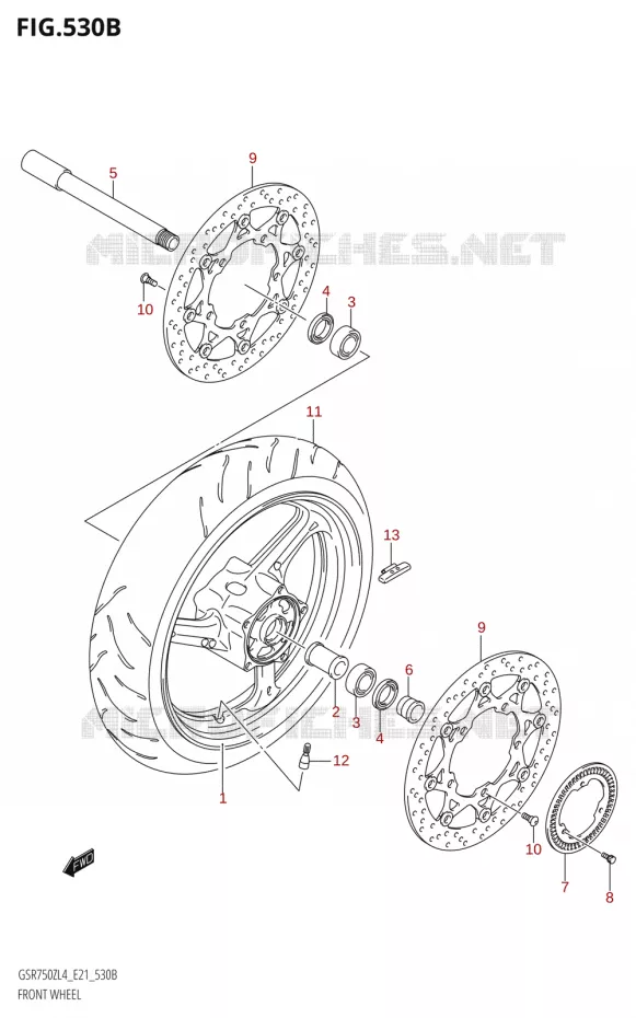 ROUE AVANT (GSR750ZA:L4:E21) Suzuki MOTO 750 GSR 2014  GSR750ZA L4 (E21)