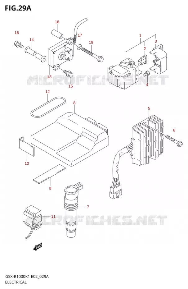 PARTIE ELECTRIQUE000K1 E19,U1E19,U2E19) Suzuki MOTO 1000 GSX-R 2001  GSX-R1000K1(E2)