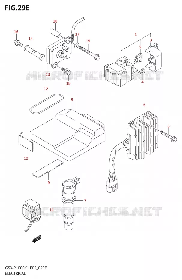 PARTIE ELECTRIQUE000K2 E19,U1E19,U2E19) Suzuki MOTO 1000 GSX-R 2001  GSX-R1000K1(E2)
