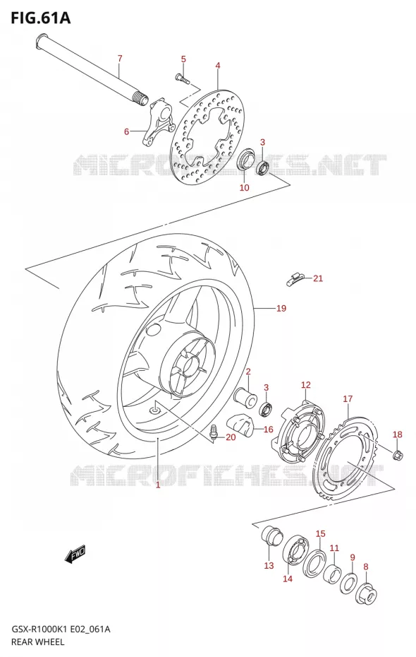 ROUE ARRIERE-R1000K2) Suzuki MOTO 1000 GSX-R 2001  GSX-R1000K1(E2)