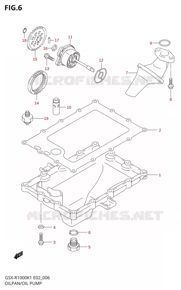 CARTER INFERIEUR - POMPE A HUILE Suzuki MOTO 1000 GSX-R 2001  GSX-R1000K1(E19)