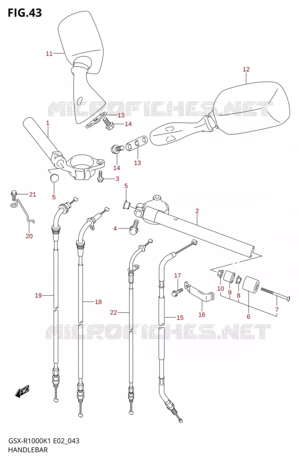 GUIDON (GSX-R1000K1) Suzuki MOTO 1000 GSX-R 2001  GSX-R1000K1(E19)