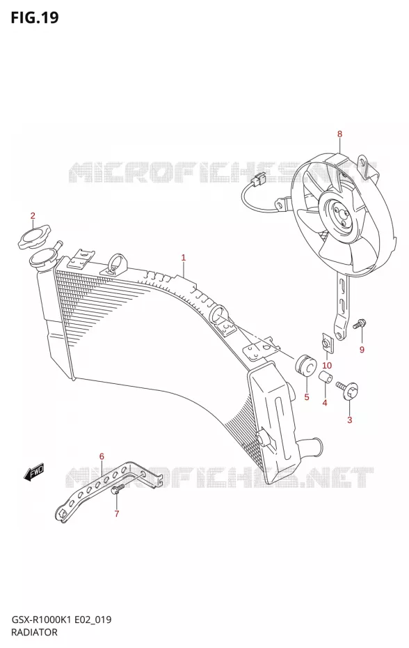 RADIATEUR Suzuki MOTO 1000 GSX-R 2001  GSX-R1000K1(E19)
