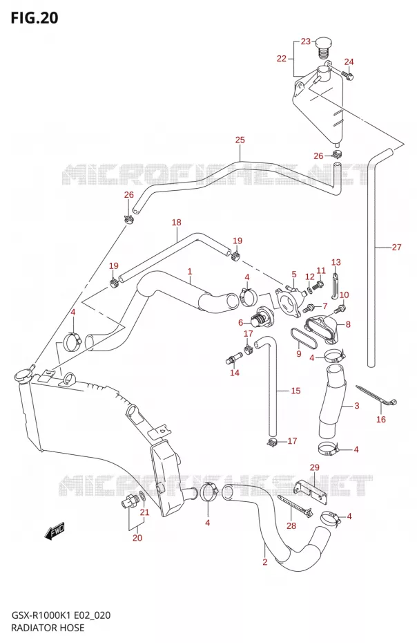 DURITE DE RADIATEUR Suzuki MOTO 1000 GSX-R 2001  GSX-R1000K1(E24)