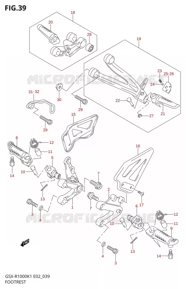 REPOSE PIED Suzuki MOTO 1000 GSX-R 2001  GSX-R1000K1(E24)