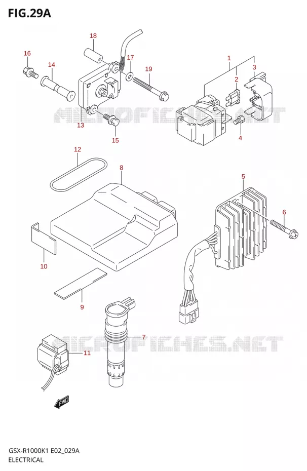 PARTIE ELECTRIQUE000K1 E19,U1E19,U2E19) Suzuki MOTO 1000 GSX-R 2001  GSX-R1000U1K1(E2)