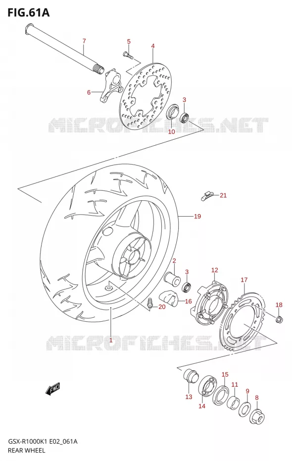 ROUE ARRIERE-R1000K2) Suzuki MOTO 1000 GSX-R 2001  GSX-R1000U1K1(E2)