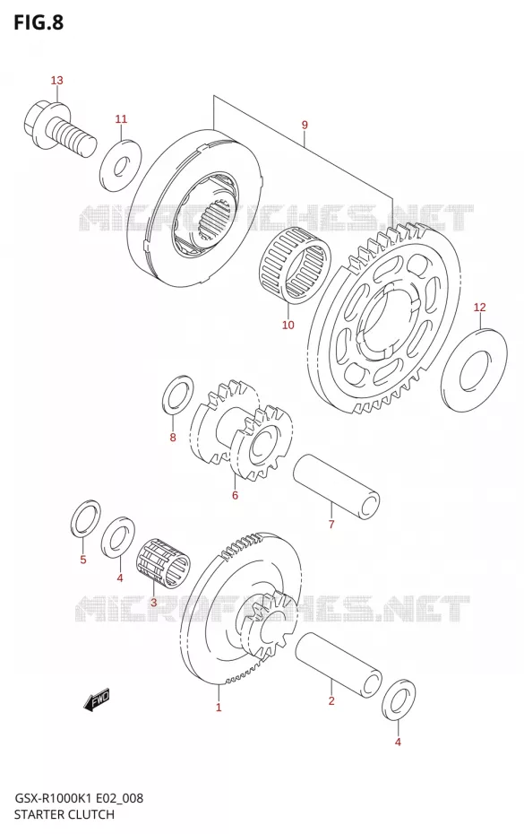 ROUE LIBRE DE DEMARREUR Suzuki MOTO 1000 GSX-R 2001  GSX-R1000U1K1(E2)