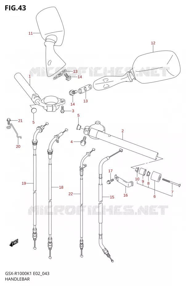 GUIDON (GSX-R1000K1) Suzuki MOTO 1000 GSX-R 2001  GSX-R1000U2K1(E2)