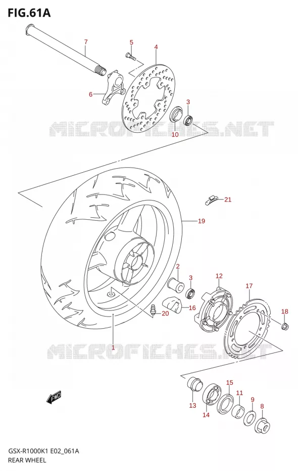 ROUE ARRIERE-R1000K2) Suzuki MOTO 1000 GSX-R 2001  GSX-R1000U2K1(E2)