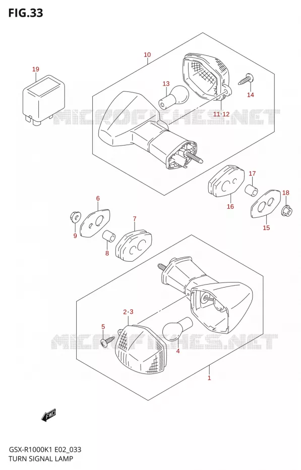 CLIGNOTANTSGSX-R1000K1) Suzuki MOTO 1000 GSX-R 2002  GSX-R1000K2(E19)