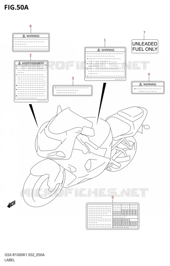ETIQUETTE (GSX-R1000K2) Suzuki MOTO 1000 GSX-R 2002  GSX-R1000K2(E19)