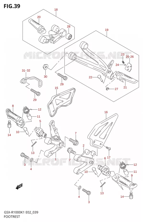 REPOSE PIED Suzuki MOTO 1000 GSX-R 2002  GSX-R1000K2(E19)