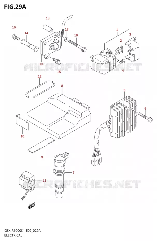 PARTIE ELECTRIQUE000K1 E19,U1E19,U2E19) Suzuki MOTO 1000 GSX-R 2002  GSX-R1000K2(E24)