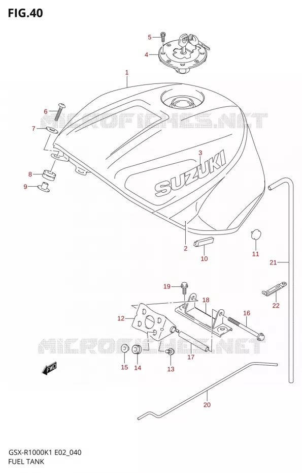 RESERVOIR D'ESSENCE1000K1) Suzuki MOTO 1000 GSX-R 2002  GSX-R1000K2(E24)