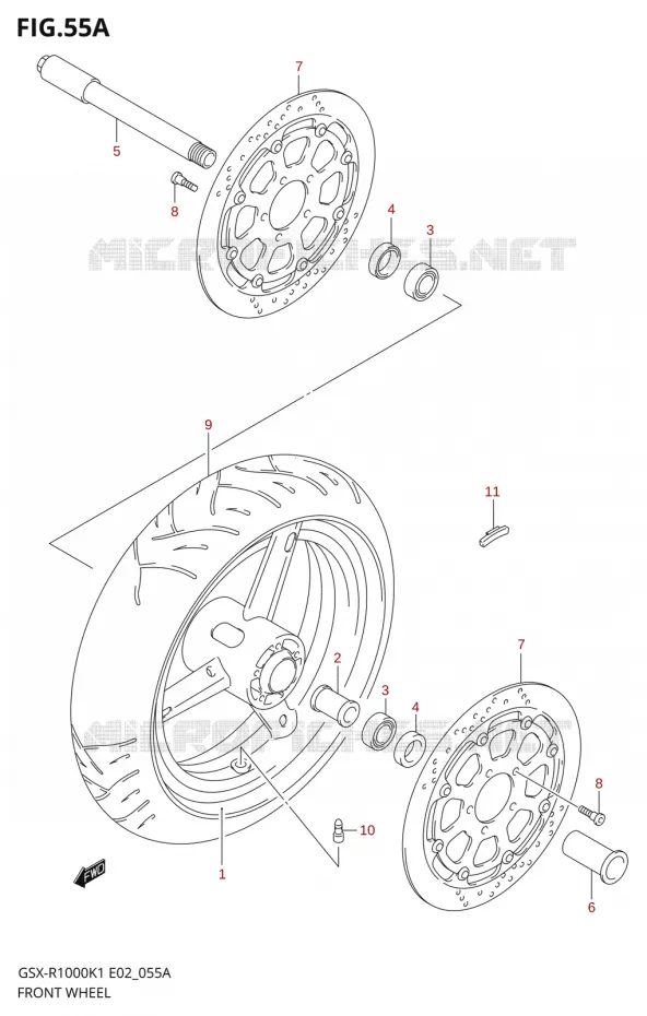 ROUE AVANT (GSX-R1000K2) Suzuki MOTO 1000 GSX-R 2002  GSX-R1000K2(E24)