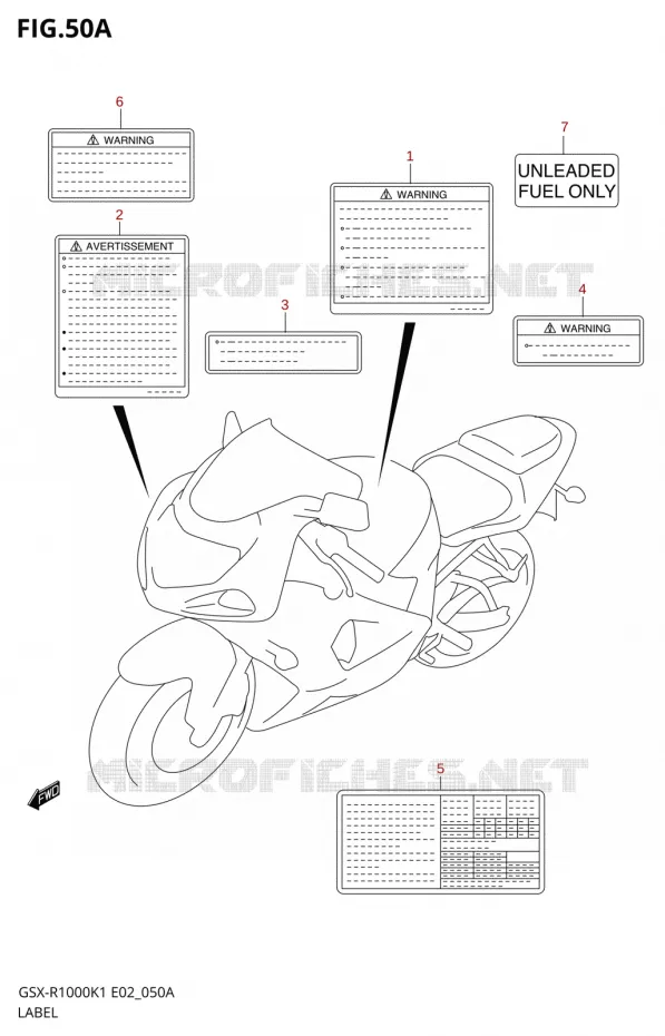 ETIQUETTE (GSX-R1000K2) Suzuki MOTO 1000 GSX-R 2002  GSX-R1000K2(E2)