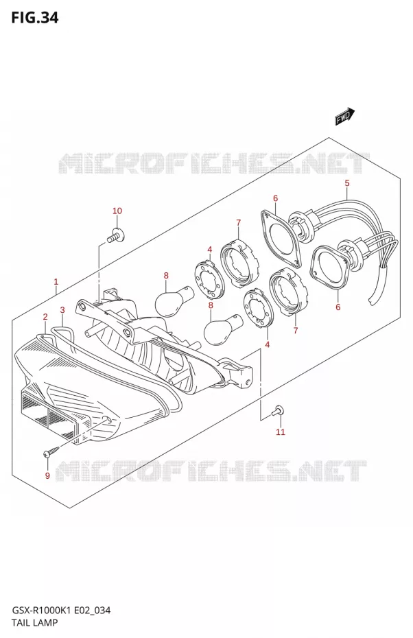 FEU ARRIERE Suzuki MOTO 1000 GSX-R 2002  GSX-R1000K2(E2)
