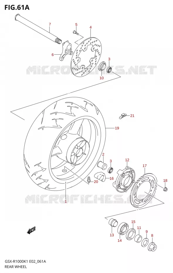 ROUE ARRIERE-R1000K2) Suzuki MOTO 1000 GSX-R 2002  GSX-R1000K2(E2)