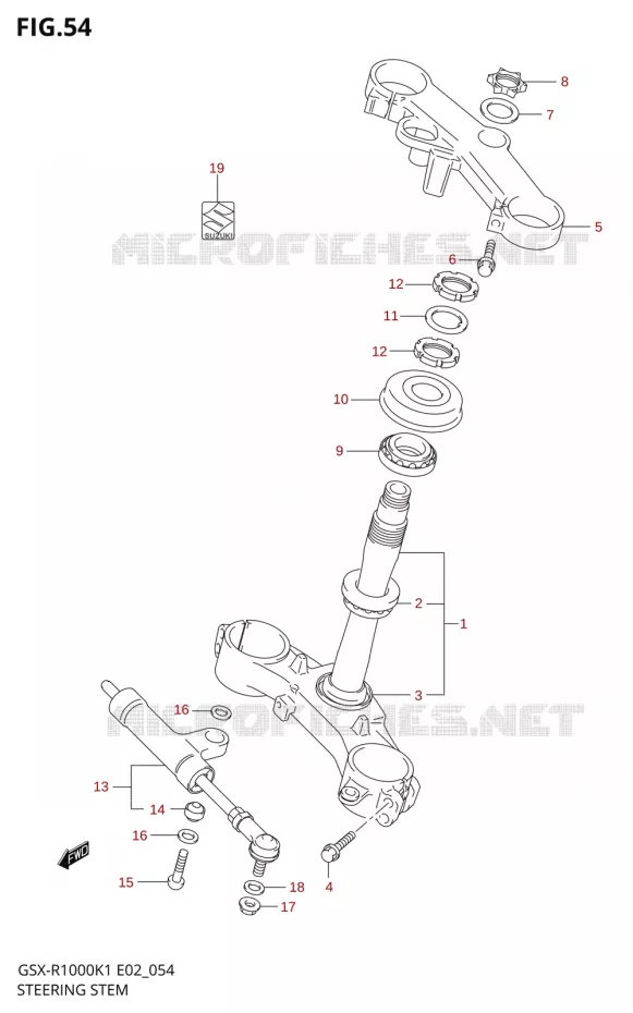COLONNE DE DIRECTION Suzuki MOTO 1000 GSX-R 2002  GSX-R1000U1K2(E2)