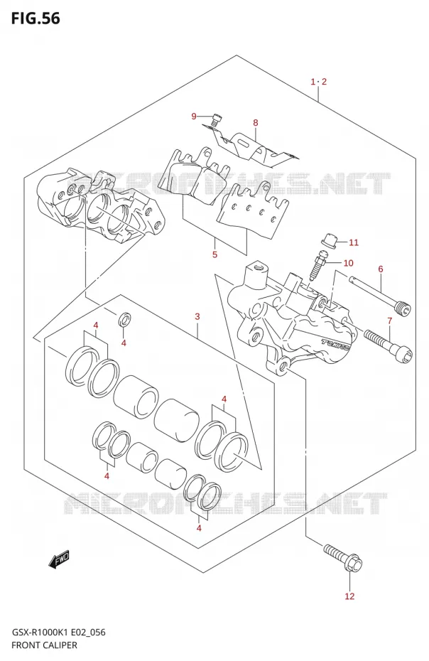 ETRIER DE FREIN AVANT Suzuki MOTO 1000 GSX-R 2002  GSX-R1000U1K2(E2)