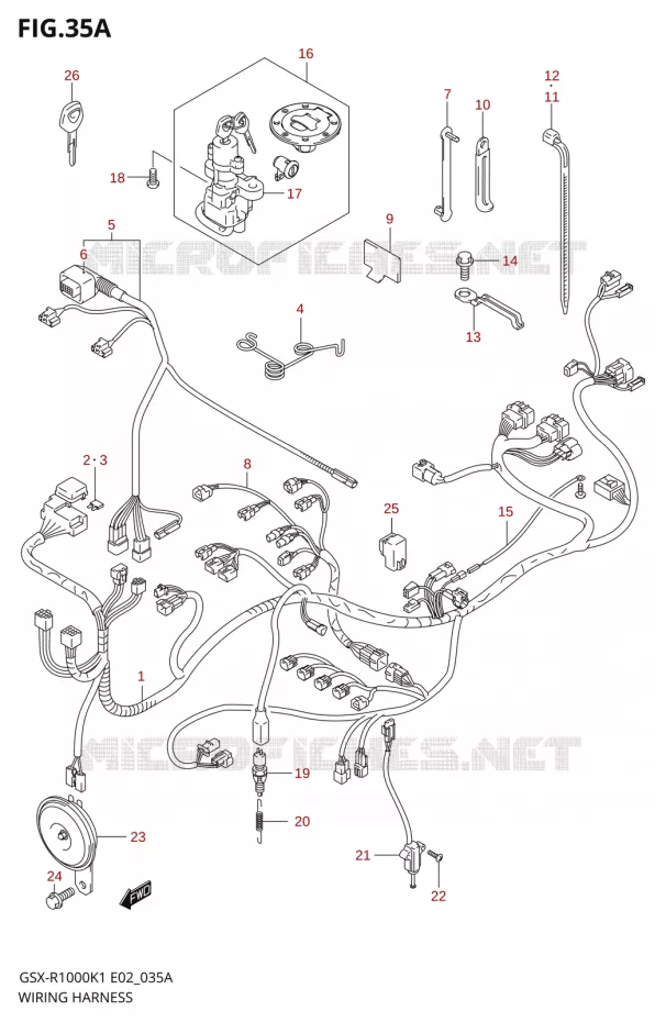 FAISCEAU ELECTRIQUEX-R1000K2) Suzuki MOTO 1000 GSX-R 2002  GSX-R1000U1K2(E2)