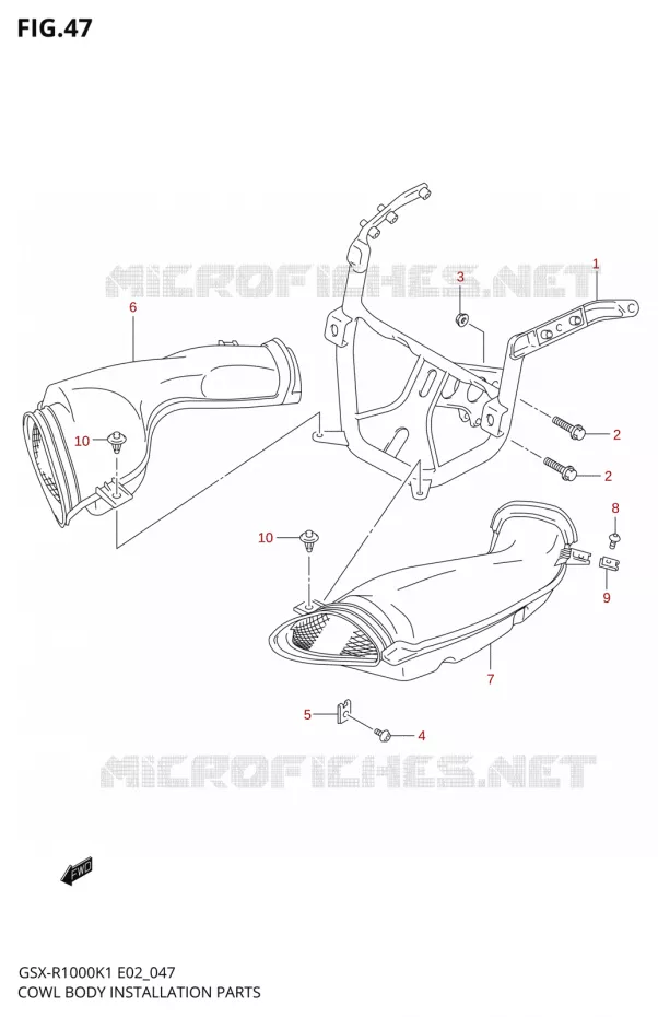 FLANCS DE CARENAGES Suzuki MOTO 1000 GSX-R 2002  GSX-R1000U1K2(E2)
