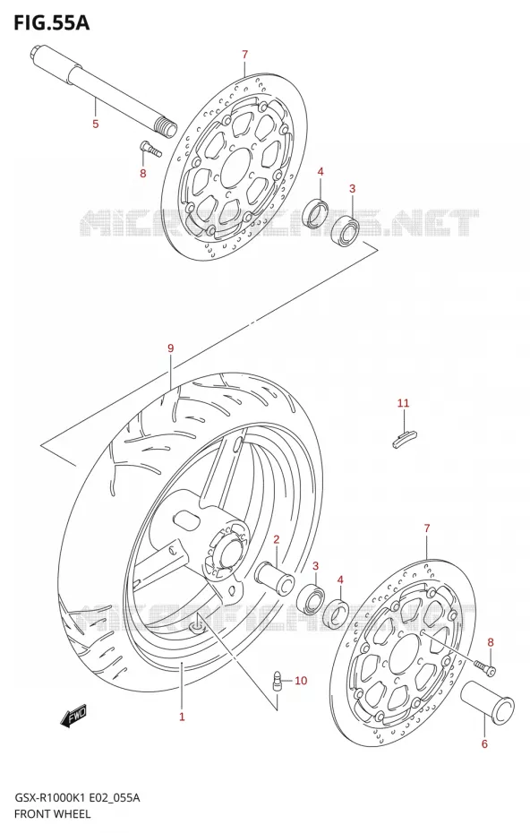 ROUE AVANT (GSX-R1000K2) Suzuki MOTO 1000 GSX-R 2002  GSX-R1000U1K2(E2)