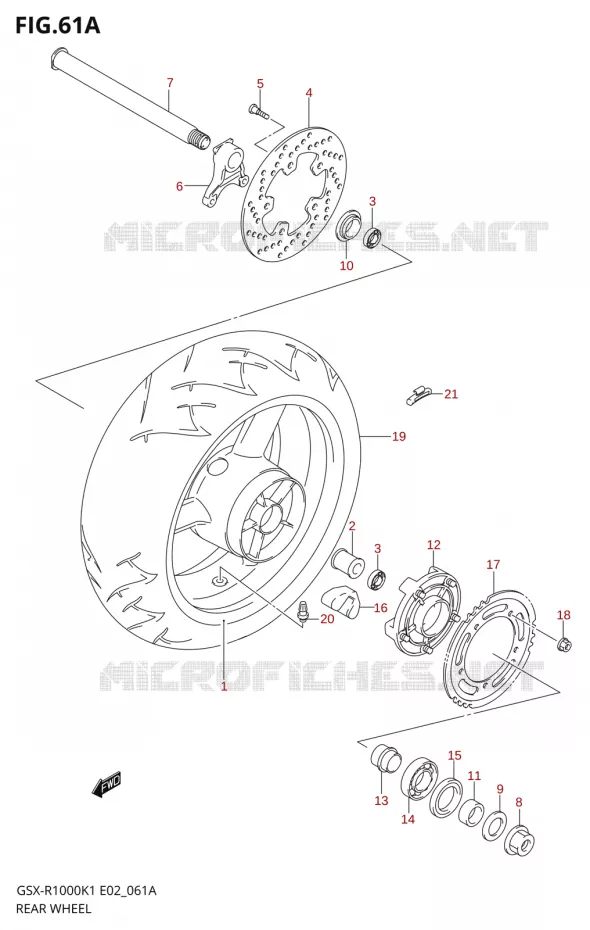 ROUE ARRIERE-R1000K2) Suzuki MOTO 1000 GSX-R 2002  GSX-R1000U2K2(E2)