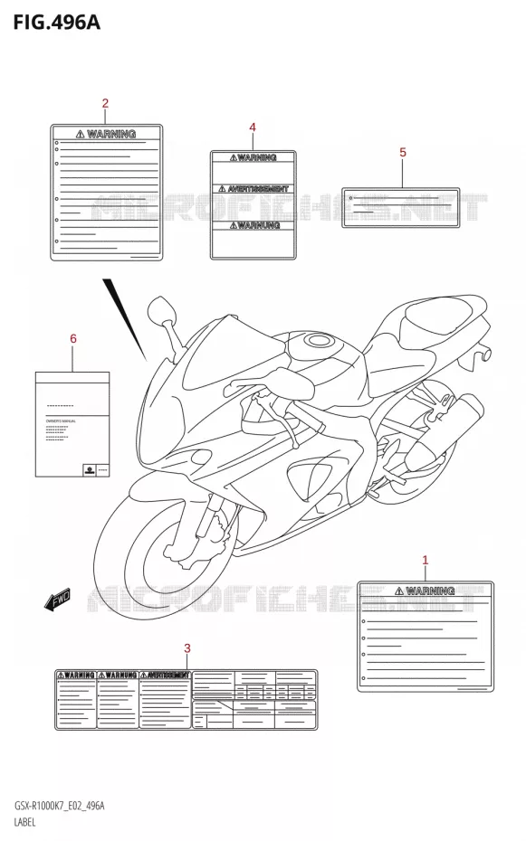 ETIQUETTE Suzuki MOTO 1000 GSX-R 2007  GSX-R1000 K7 (P37)